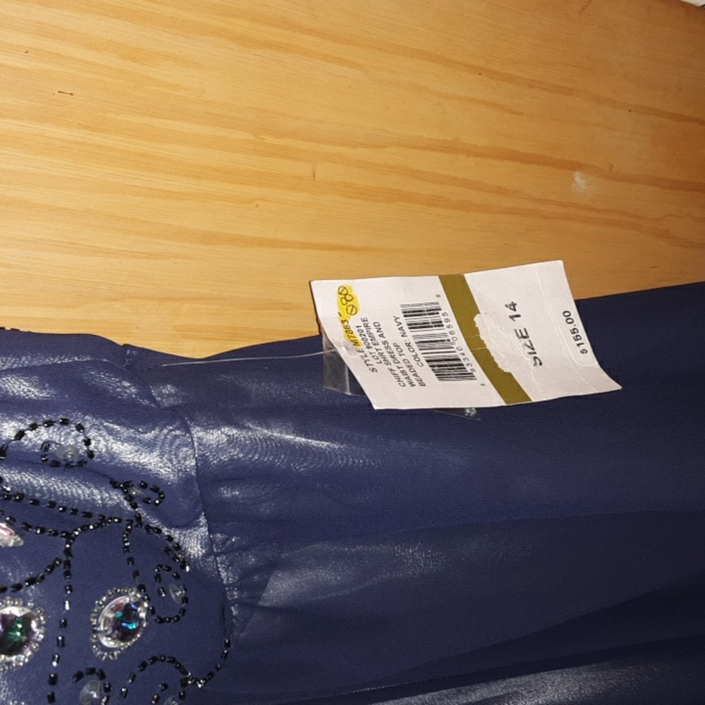 Ignite Evenings By Carol Lin size 14 navy blue lined dress - Picture 4 of 11